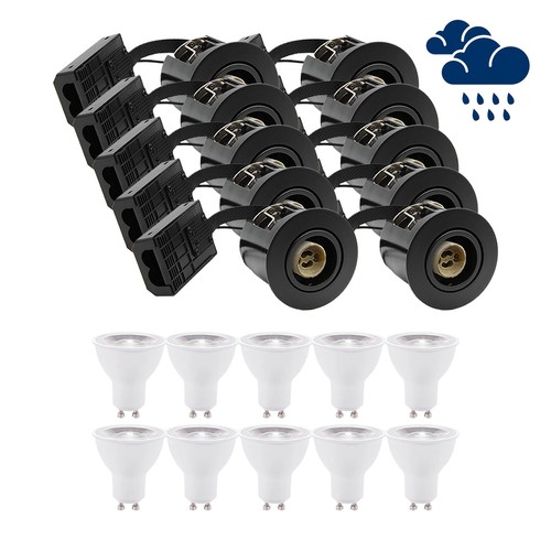 10 stuks LEDlife inbouwspot Inno88 Buiten - Inclusief 6W GU10, Zwart, IP44, goedgekeurd voor isolatie