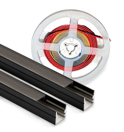 240cm Verlichting voor akoestische panelen zwart - Complete set met aluminium profiel en COB LED-strip