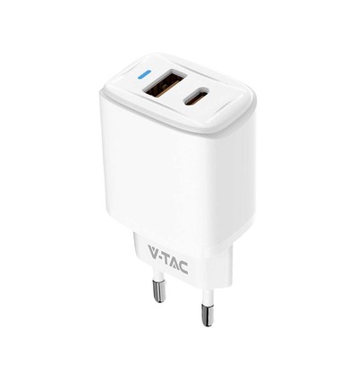 20W Travel Adapter met PD en QC - Wit, 1x PD poort, 1x QC poort