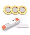 3 stuks Reco68 meubelspot dimbaar - Goud, incl. dimbare voeding
