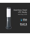 Paaltjeslamp met PIR-sensor E27 - Roestvrijstalen behuizing (45 cm), Grijs, IP44