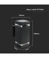 Vierkante E27 wandlamp met up/down licht - Zwart, IP44 buiten, zonder lichtbron