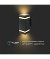 Vierkante E27 wandlamp met up/down licht - Zwart, IP44 buiten, zonder lichtbron