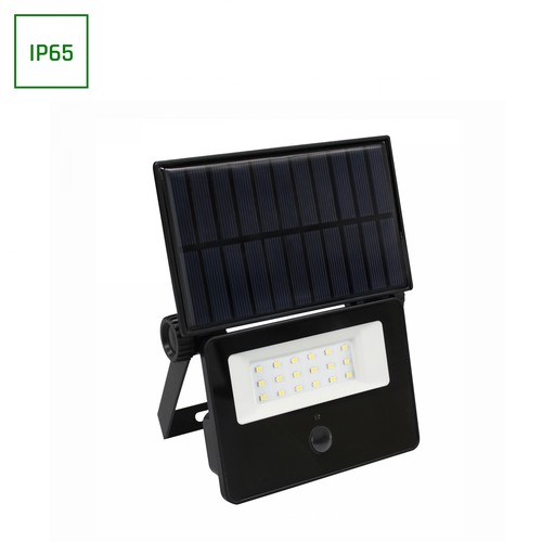 10W solar LED breedstraler met sensor - IP65, PIR sensor, afneembaar zonnepaneel, buitenshuis