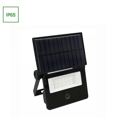 10W solar LED breedstraler met sensor - IP65, PIR sensor, afneembaar zonnepaneel, buitenshuis