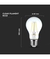 E27 6W LED filament lamp - A60, helder glas, 600lm, 3000K