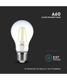 E27 6W LED filament lamp - A60, helder glas, 600lm, 3000K