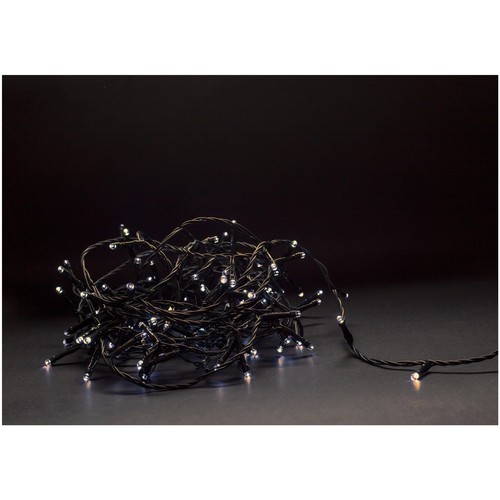 Outlet: 5 m warm wit LED kerstlichtsnoer - 50 LED, IP44 buiten, IR afstandsbediening, timer, batterij