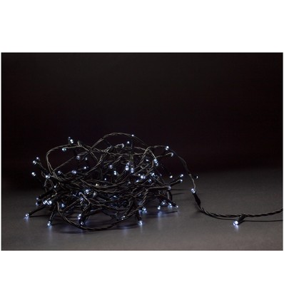 5 m. koud wit LED kerstlichtsnoer - 50 LED, IP44 buiten, IR afstandsbediening, timer, batterij