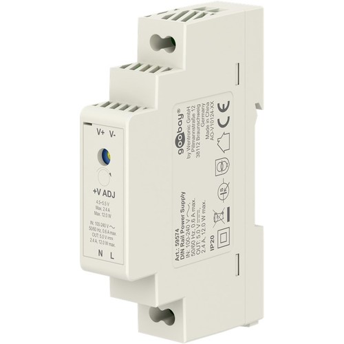 5V 12W DIN-rail voeding - 5V DC, 2,4A