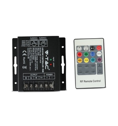 RGB LED controller met 20-knoppen RF afstandsbediening - 12V/24V, 3 kanalen, IP20, voor RGB strips