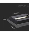 2W Trapverlichting - LED, 3000K, zwart huis, vierkant