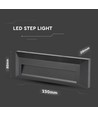 3W LED trapspot - IP65, zwart, rechthoekig, 4000K, 110lm