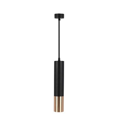 1xGU10 Hangende Pendel - Zwart+Goud, Ø60x300mm.