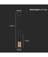 V-Tac GU10 zwart/goud hanglamp - Ø6x30cm, GU10