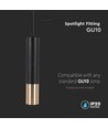 1xGU10 Hangende Pendel - Zwart+Goud, Ø60x300mm.