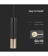 1xGU10 Hangende Pendel - Zwart+Goud, Ø60x300mm.