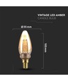 E14 2W LED Art Filament kaarslamp - Amber glas, 1800K, warm wit, 65lm