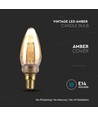E14 2W LED Art Filament kaarslamp - Amber glas, 1800K, warm wit, 65lm