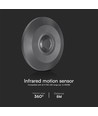 V-Tac LED bewegingssensor voor opbouw - LED vriendelijk, zwart, PIR infrarood, IP20 binnen
