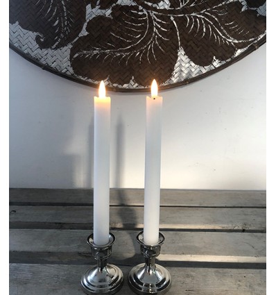 Outlet: LED kroonluchter kaars met 3D vlam 25cm in wit - 2-pak