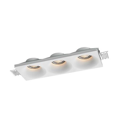 Gips inbouwspot voor 3x GU10 - Wit, rechthoekig, zonder lichtbron