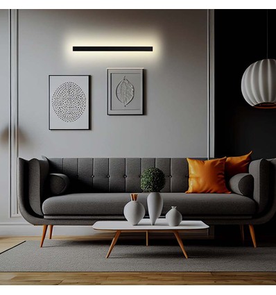 20W LED lineaire wandlamp, 101cm - IP65, 3000K, zwart, 150 graden stralingshoek