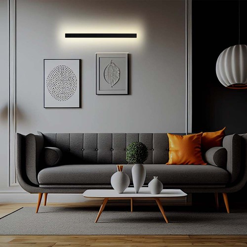 20W LED lineaire wandlamp, 101cm - IP65, 4000K, antraciet, 1010x60x50mm