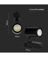35W 3-fase spanningsrail spot - 3000lm, 24 graden, zwart, 3000K, IP20, 4-fase tracklight