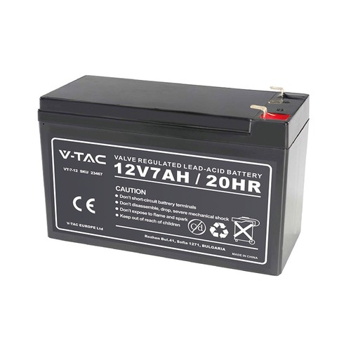 12V / 7Ah loodaccu - 151x65x100mm, ABS, VRLA oplaadbare accu