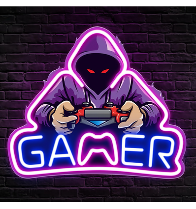 Gamer neonbord met LED-verlichting - Groot model 39x33 cm, perfect voor de gamekamer