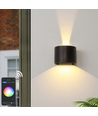 6W Wandlamp, Hue compatibel - IP65, Rond, RGB+CCT, Zigbee, zwart, up/down, verstelbaar, binnen/buiten, incl. lichtbron