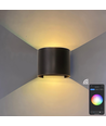 6W Wandlamp, Hue compatibel - IP65, Rond, RGB+CCT, Zigbee, zwart, up/down, verstelbaar, binnen/buiten, incl. lichtbron