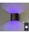 6W Wandlamp - IP65, Rond, RGB+CCT, Zigbee, zwart, up/down, verstelbaar, binnen / buiten, incl. lichtbron