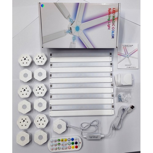 Hexa-Light RGBIC complete set - 9 lichtstrips, wandmontage, Bluetooth-app, USB, zwart