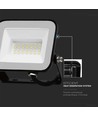 20W LED breedstraler - Samsung LED chip, IP65, zwarte behuizing, 4000K, buiten