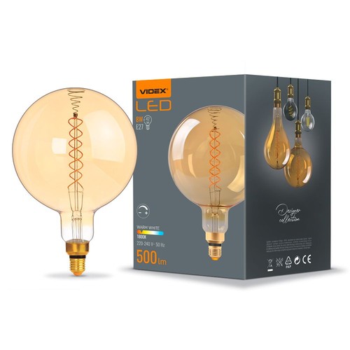 E27 8W dimbare LED lamp - Spiraal amber, 2200K, 500lm, 360°, G200, RA88, vervangt 42W