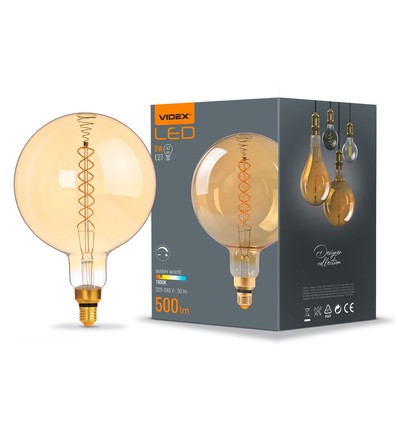E27 8W dimbare LED lamp - Spiraal amber, 2200K, 500lm, 360°, G200, RA88, vervangt 42W
