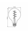 E27 4W dimbare LED lamp - G95, spiral filament, grafiet glas, 1800K, 360°