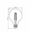 E27 7W dimbare LED lamp - G95, 806lm, 4000K, 360 graden, filament glas