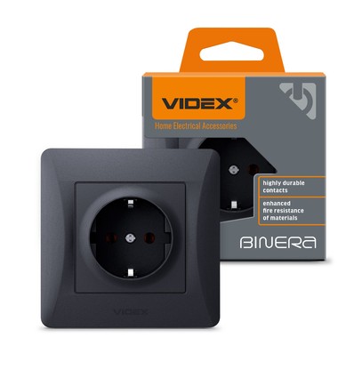 Enkele schuko-wandcontactdoos - zwart
