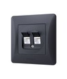 BINERA dubbele CAT6 netwerkaansluiting - Zwart grafiet, RJ45, 2 poorten, inbouw