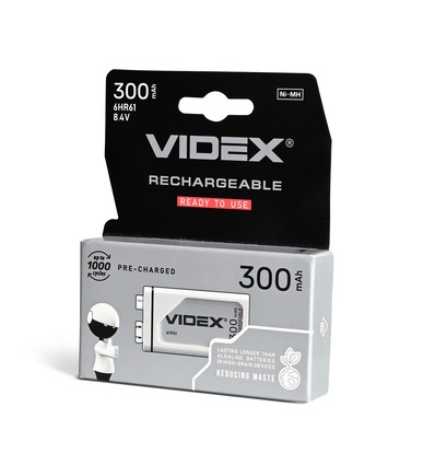 6HR61 batterij - Ni-MH, oplaadbaar, 300mAh