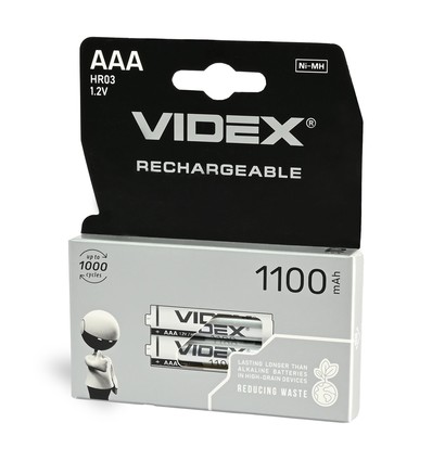 2 stuks oplaadbare AAA batterijen - Ni-MH, 1100mAh