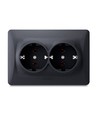 Schuko-stopcontact - dubbel, zwart