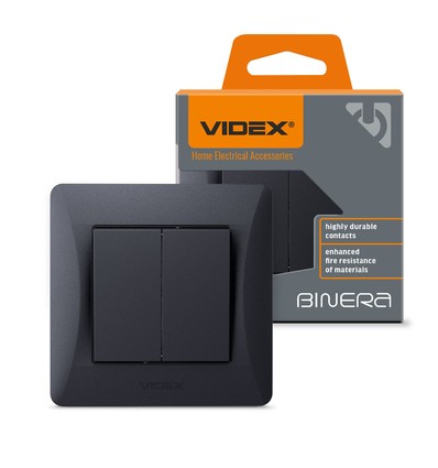 2-kanaals schakelaar - 86x86, IP20, zwart