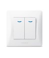 2-kanaals schakelaar met indicatielampje - 86x86mm, IP20, wit