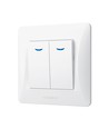 2-kanaals schakelaar met indicatielampje - 86x86mm, IP20, wit