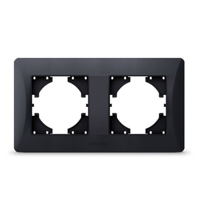 Binera 2-voudig horizontaal afdekraam - Zwart grafiet, 157 x 86 mm, IP20 binnen