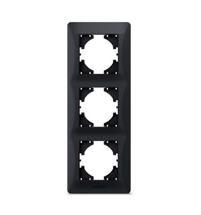 Binera 3-voudig verticaal afdekraam, zwart grafiet - Kunststof, 228x86 mm, inbouw